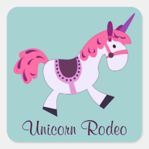 Unicorn Rodeo Quadratischer Aufkleber