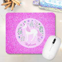 Unicorn Rosa Glitzer Personalisierter Name