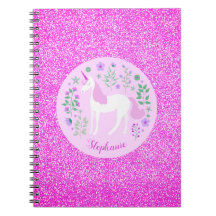 Unicorn Rosa Glitzer Personalisierter Name
