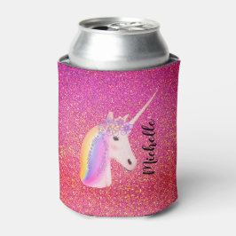Unicorn Rosa Glitzer Sparkle Personalisiert Dosenkühler