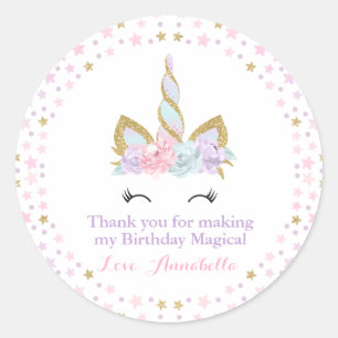 Unicorn Rosa & Gold Gastgeschenk Aufkleber Siegel