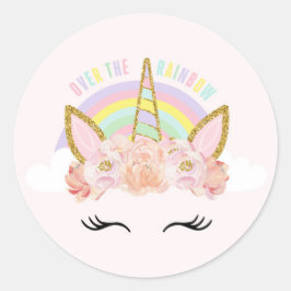 Unicorn Rosa & Gold Gastgeschenk Aufkleber Siegel