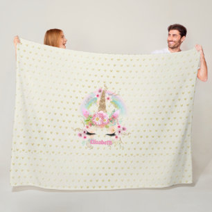Unicorn Rosa Gold Glitzer Aussehen Benannte Girls  Fleecedecke