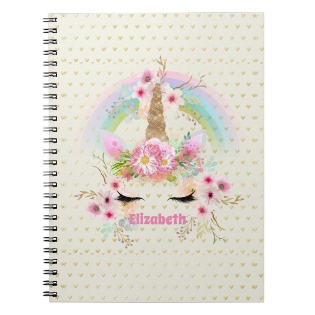Unicorn Rosa Gold Glitzer Aussehen Benannte Girls  Notizblock (Vorderseite)
