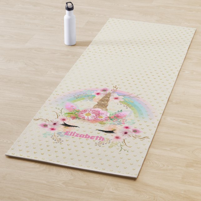 Unicorn Rosa Gold Glitzer Aussehen Benannte Girls  Yogamatte (Beispiel)