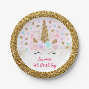Unicorn Rosa & Gold Magischer Geburtstag Pappteller