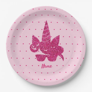 Unicorn rosa Imitate Glitzer niedliche Sonnenbrill Pappteller