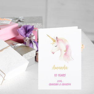 Unicorn, rosa, weißes Foto Geburtstag Karte