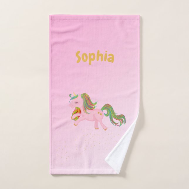 Unicorn Rose Gold Spots Girly mignonne (Serviette à main)
