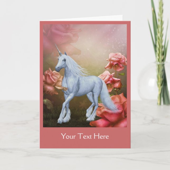 Unicorn Roses Fantasiekarte Karte (Vorderseite)