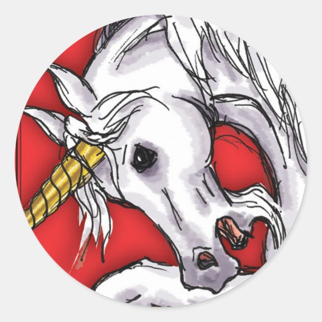 Unicorn Rouge autocollant (Devant)