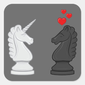 Unicorn Schach Knight Quadratischer Aufkleber