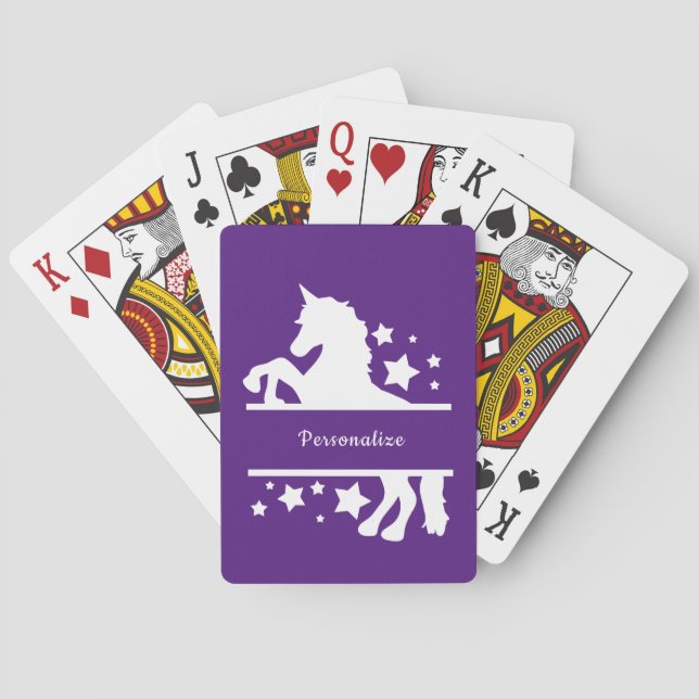 Unicorn Schwarz-weiß Mythische Fantasie Personalis Spielkarten (Rückseite)
