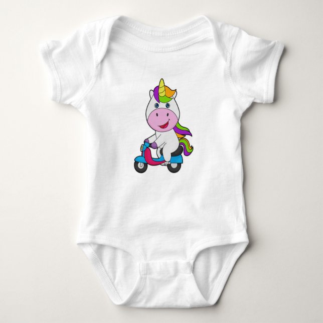 Unicorn Scooter Baby Strampler (Vorderseite)