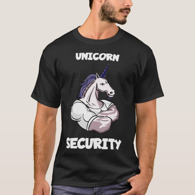 Unicorn Security Vater Manly Muscle Birthday Secur T-Shirt (Vorderseite)