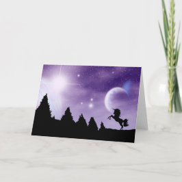 Unicorn Shilhouette mit Lila Himmel Karte