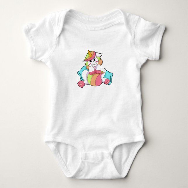 Unicorn Shy mit Kissen Baby Strampler (Vorderseite)