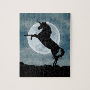 Unicorn Silhouette Full Moon Night Sky, ZKOA