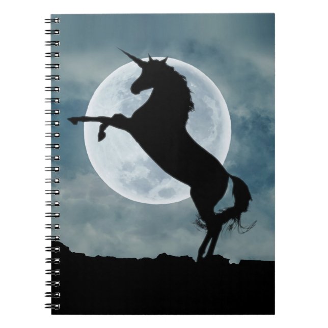 Unicorn Silhouette Full Moon Night Sky, ZKOA Notizblock (Vorderseite)