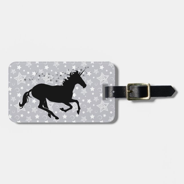 Unicorn-Silhouette Gepäckanhänger (Vorderseite horizontal)