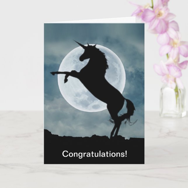 Unicorn Silhouette Vollmond Herzlichen Glückwunsch Karte (Orchidee)