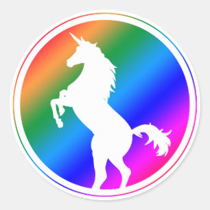 Unicorn Silhouette White Runder Aufkleber
