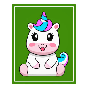 Unicorn Sitting Cartoon Fotodruck