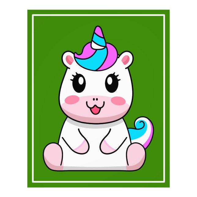 Unicorn Sitting Cartoon Fotodruck (Vorne)