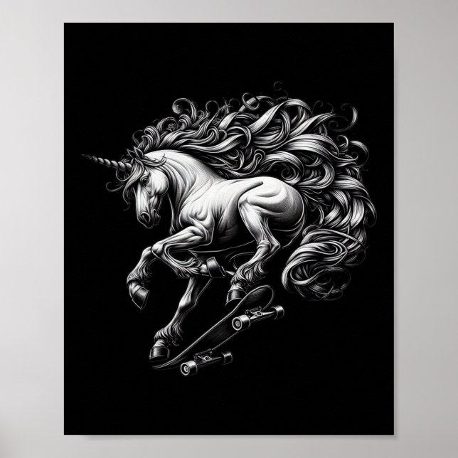 Unicorn Skateboard Mythical Creature Savage Meme F Poster (Vorne)
