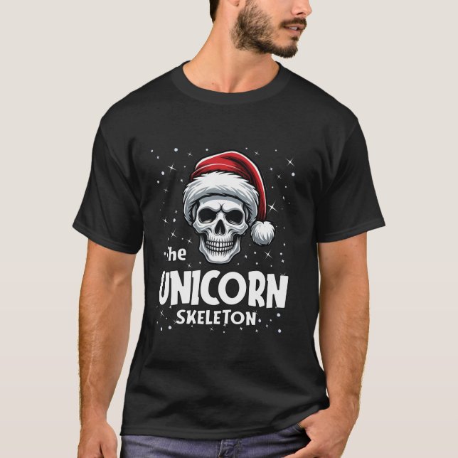 Unicorn Skeleton Funny Christmas Family Matching T-Shirt (Vorderseite)
