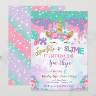 Unicorn Slime Birthday Einladung Slime Party