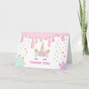 Unicorn Slime Thank You Card Unicorn Slime Party Dankeskarte
