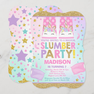 Unicorn Slumber Party Geburtstag Einladung