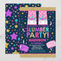 Unicorn Slumber Party Geburtstag Einladung