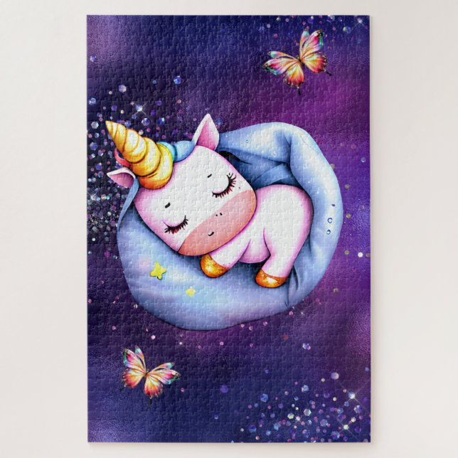 Unicorn slumber party pink purple glitter stars  (Vertikal)