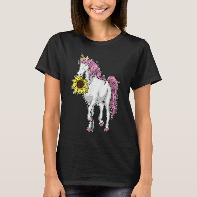 Unicorn Sonnenblume Blume T-Shirt (Vorderseite)