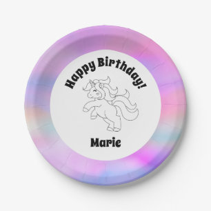 Unicorn Space Happy Birthday Pappteller