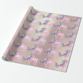 Unicorn Sparkl Glitzer Pink Floral Baby Paarly Geschenkpapier