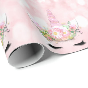 Unicorn Sparkl Glitzer-Rosa-Blumensüßigkeit Girl Geschenkpapier