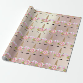 Unicorn Sparkl Glitzer Rosa Rose Blütenrot Geschenkpapier