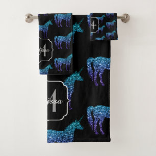 Unicorn Sparkles aqua blue ombre motif Monogramme