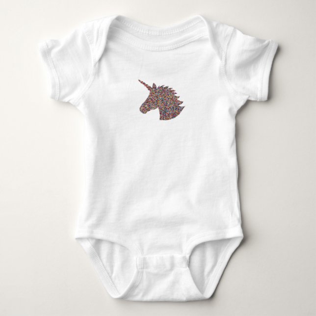 Unicorn Sprinkle Print Pink Baby Bodysuit Baby Strampler (Vorderseite)