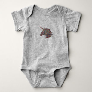 Unicorn Sprinkle Print Pink Baby Bodysuit Strampler