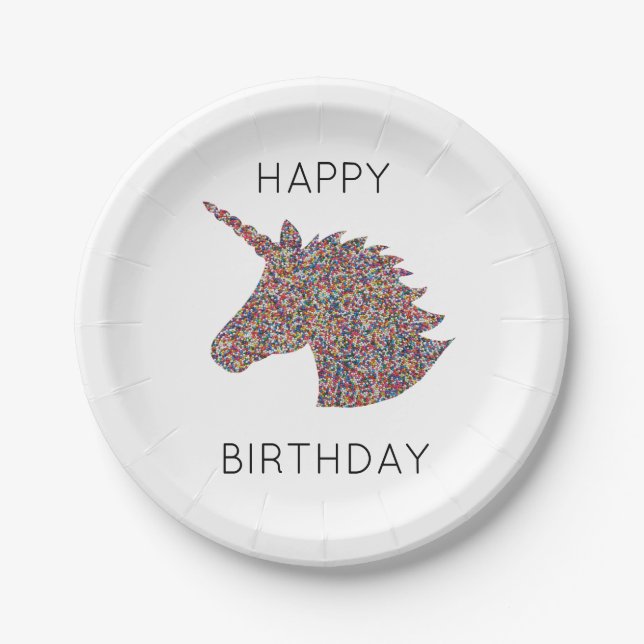 Unicorn Sprinkles Happy Birthday Party Teller (Vorderseite)