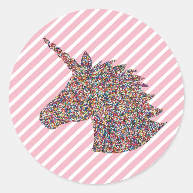 Unicorn Sprinkles Happy Birthday Stripe Stickers (Vorderseite)