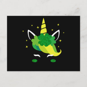 Unicorn St Patricks Day Mädchen Kinder niedlich Postkarte