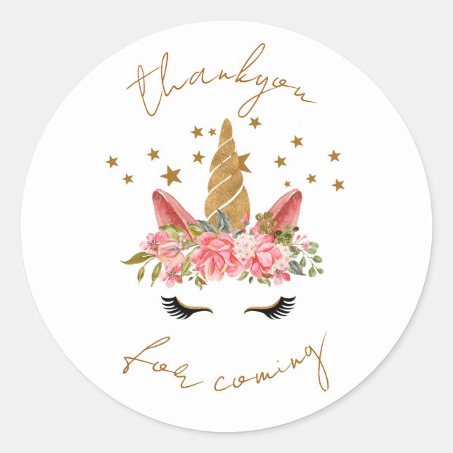 Unicorn Star Party Thankyou Sticker (Devant)