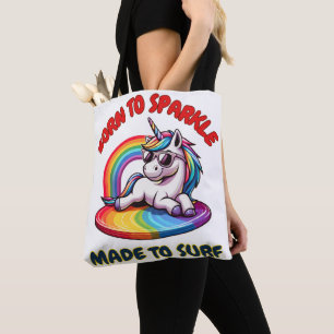 Unicorn Surfer Rainbow Surfen Cool Tasche