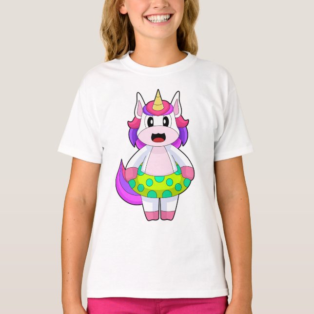 Unicorn Swimming Inflatable float Summer T-Shirt (Vorderseite)