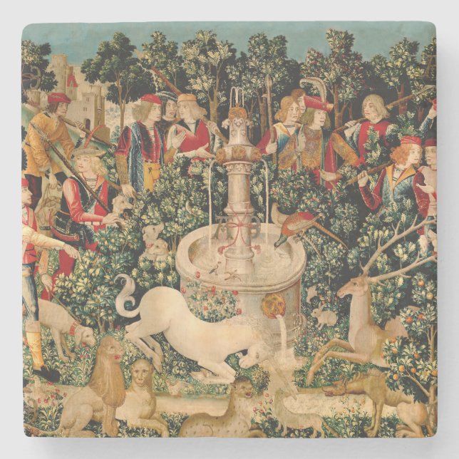 Unicorn Tapestries gefunden Legende Mythisch Steinuntersetzer (Vorderseite)